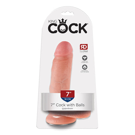 Pipedream King Cock 7 in. Cock With Balls Realistic Suction Cup Dildo Beige