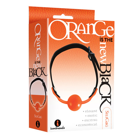 The 9's, Orange Is The New Black, SiliGag Silicone Bag Gag, Orange with Black Faux Leather Straps