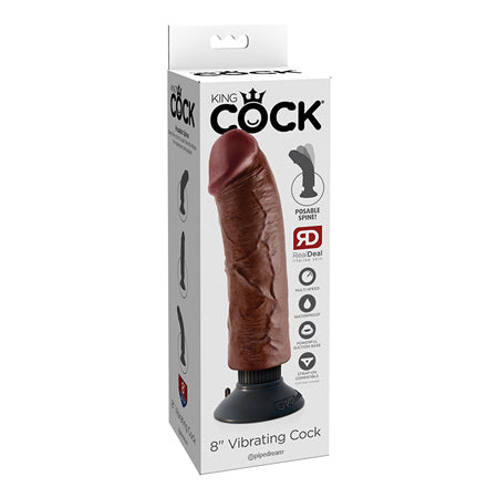 Pipedream King Cock 8 in. Vibrating Cock Poseable Dildo With Suction Cup Brown