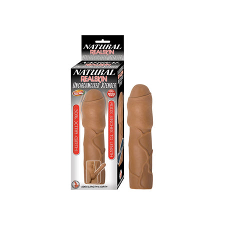Piel auténtica natural sin circuncidar, bala extraíble Xtender, impermeable, marrón