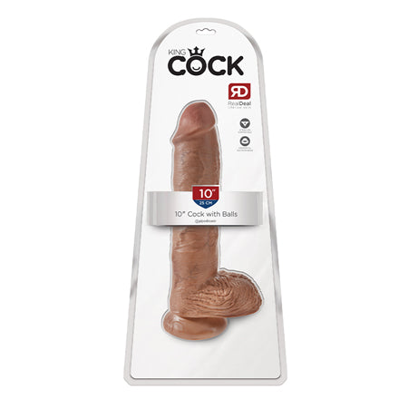 Pipedream King Cock 10 in. Cock With Balls Realistic Suction Cup Dildo Tan