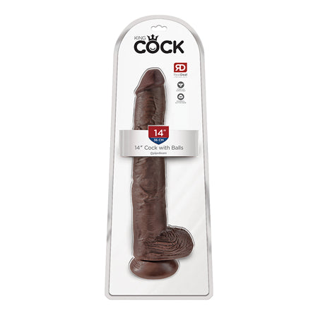 Pipedream King Cock 14 in. Cock With Balls Realistic Suction Cup Dildo Brown