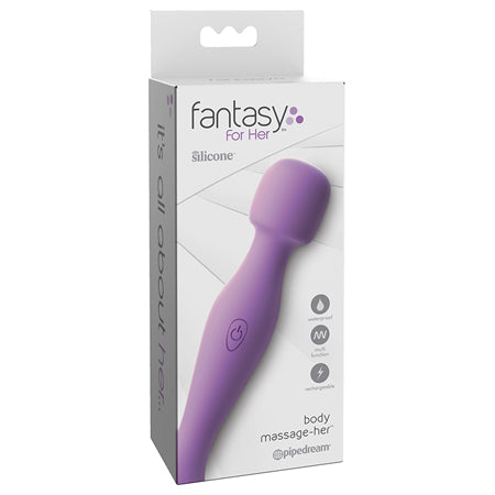 Pipedream Fantasy For Her Body Massage-Her Rechargeable Silicone Wand Vibrator Purple