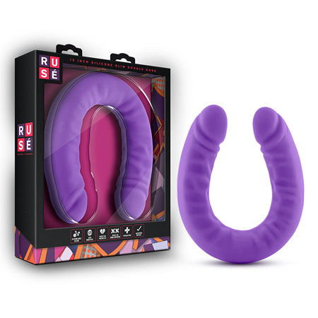 Blush Ruse Realistic 18 in. Silicone Slim Double Dong Dual Ended Dildo Purple