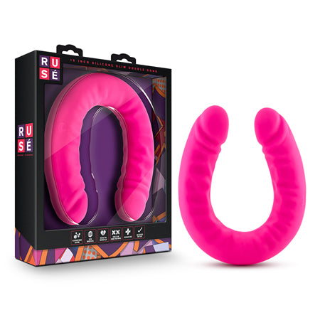 Blush Ruse Realistic 18 in. Silicone Slim Double Dong Dual Ended Dildo Hot Pink