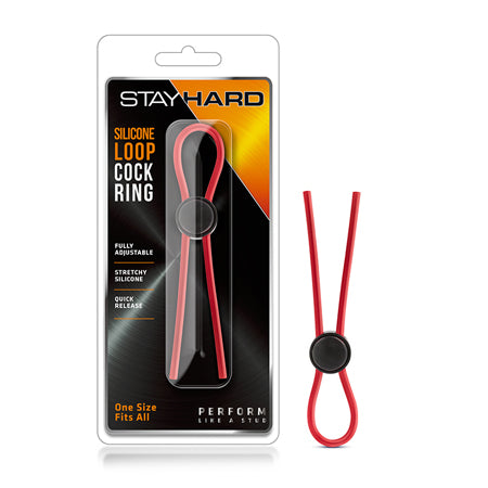 Blush Stay Hard Silicone Loop Lasso/Bolo Cockring Red