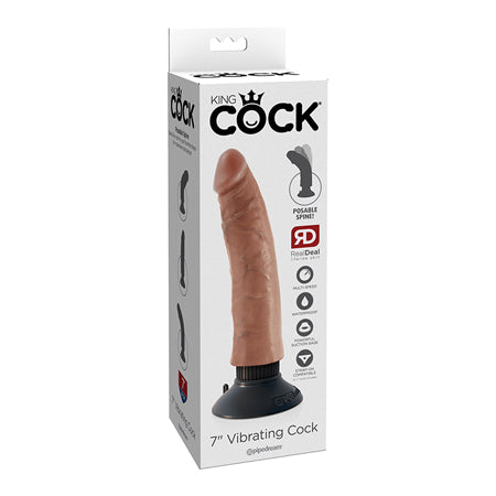 Pipedream King Cock 7 in. Vibrating Cock Poseable Dildo With Suction Cup Tan