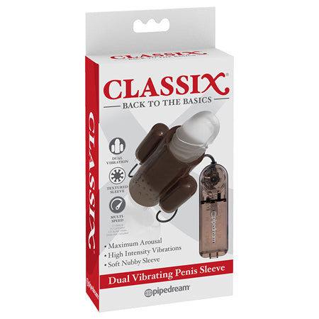 Pipedream Classix Dual Vibrating Penis Sleeve Smoke