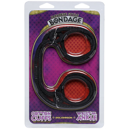 Esposas de algodón 100 % para muñecas o tobillos, estilo japonés, color negro