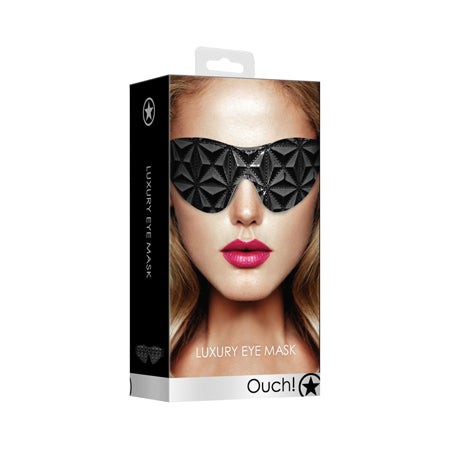 Ouch! Luxury Diamond-Patterned Eye Mask Blindfold Black