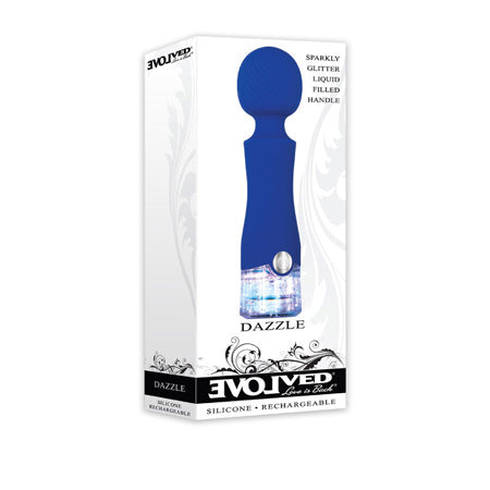 Evolved Dazzle Light-Up Rechargeable Silicone Wand Vibrator Blue