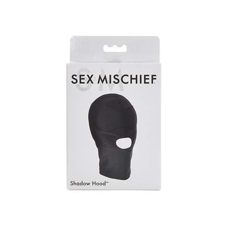Máscara completa con capucha y boca abierta de Sportsheets Sex &amp; Mischief, color negro