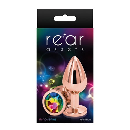 Rear Assets Rose Gold Anal Plug Medium Rainbow