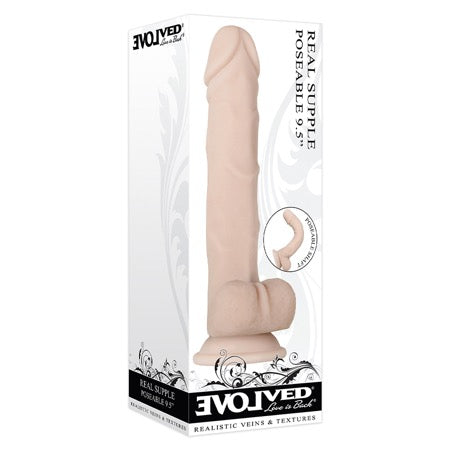 Evolved Real Supple Poseable 9.5 in. Realistic Dildo With Balls Beige