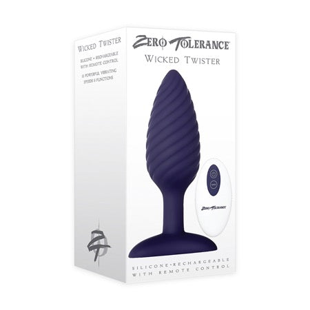 Zero Tolerance Wicked Twister Rechargeable Remote-Controlled Textured Vibrating Silicone Anal Plug Purple