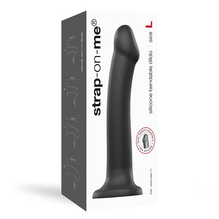 Strap-On-Me Bendable Dual-Density Silicone Dildo Black L