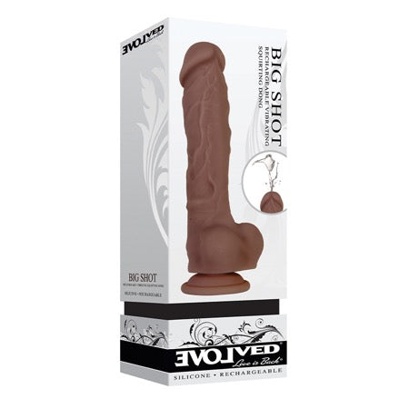 Consolador vibrador de silicona Evolved Big Shot recargable de 20 cm, color marrón