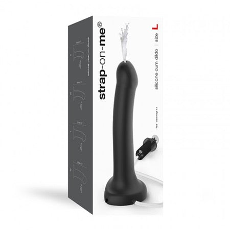 Consolador de silicona Strap-On-Me con eyaculador de semen negro L (líquido no incluido)