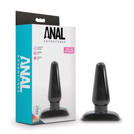 Plug anal básico Blush Anal Adventures, tamaño mediano, negro
