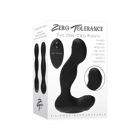 Zero Tolerance The One-Two Punch Rechargeable Remote-Controlled Vibrating Tapping Silicone Prostate Massager Black