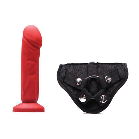 Kit de arnés Tantus Vamp con correa, color rojo sangre