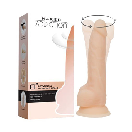 Naked Addiction Rotating & Vibrating Dong 8inVanilla