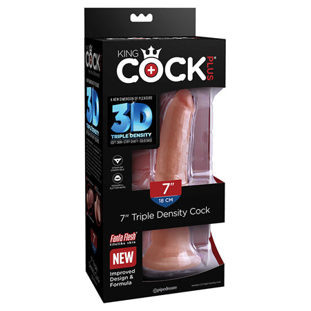 Pipedream King Cock Plus 7 in. Triple Density Cock Realistic Dildo With Suction Cup Tan