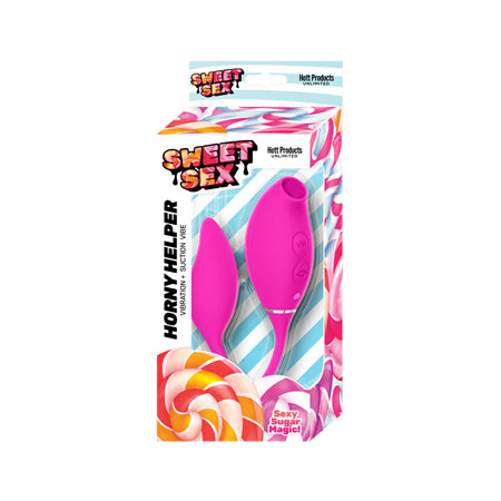 Sweet Sex Horny Helper Suction Dual Stimulator Silicone Magenta