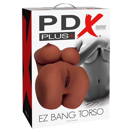 PDX Plus EZ Bang Torso Dual Entry Masturbator Brown