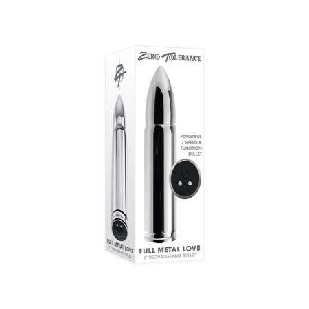 Zero Tolerance Full Metal Love Rechargeable Aluminum Bullet-Shaped Bullet Vibrator Silver