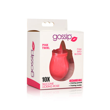 Curve Toys Gossip Cum Into Bloom Rechargeable Silicone Licking Rose Pink Twirl