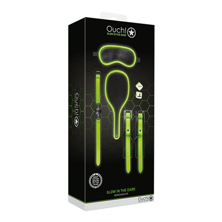 Ouch! Glow in the Dark 7-Piece Bondage Kit Neon Green