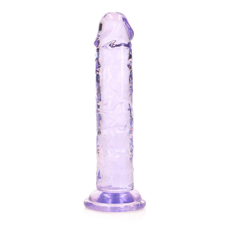 RealRock Crystal Clear Straight 6 in. Dildo Without Balls Purple