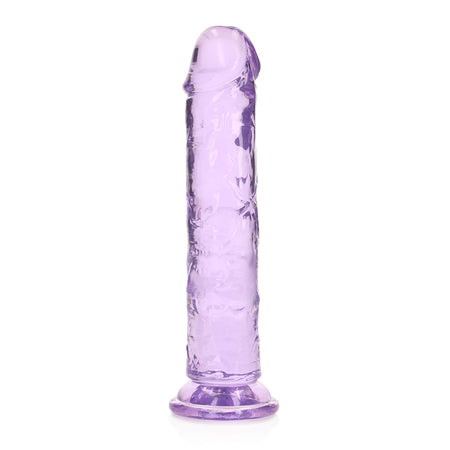 Consolador recto RealRock Crystal Clear de 18 cm sin testículos, morado