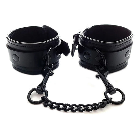 Rouge Leather Ankle Cuffs Black with Black Accessories