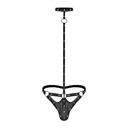 Male Power Fetish Tormentor Choker G-String Body Harness Black L/XL