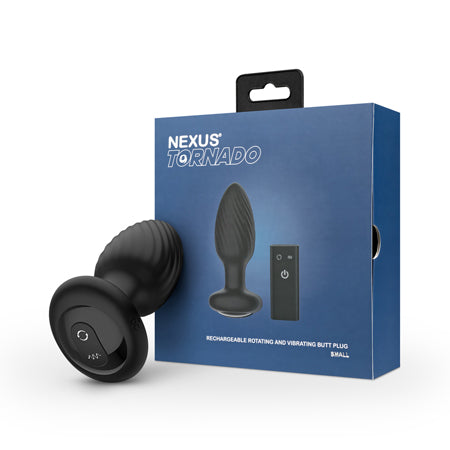 Nexus Tornado Rechargeable Remote-Controlled Rotating & Vibrating Textured Silicone Anal Plug Black