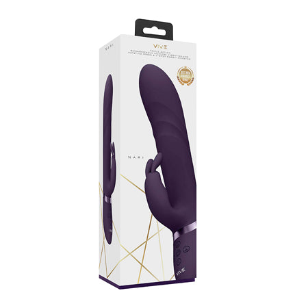 VIVE NARI Rechargeable Silicone G-Spot Rabbit Vibrator with Rotating Beads Purple