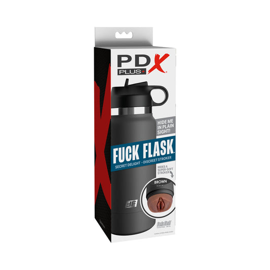 PDX Plus Fuck Flask Secret Delight Discreet Stroker Grey Bottle Brown