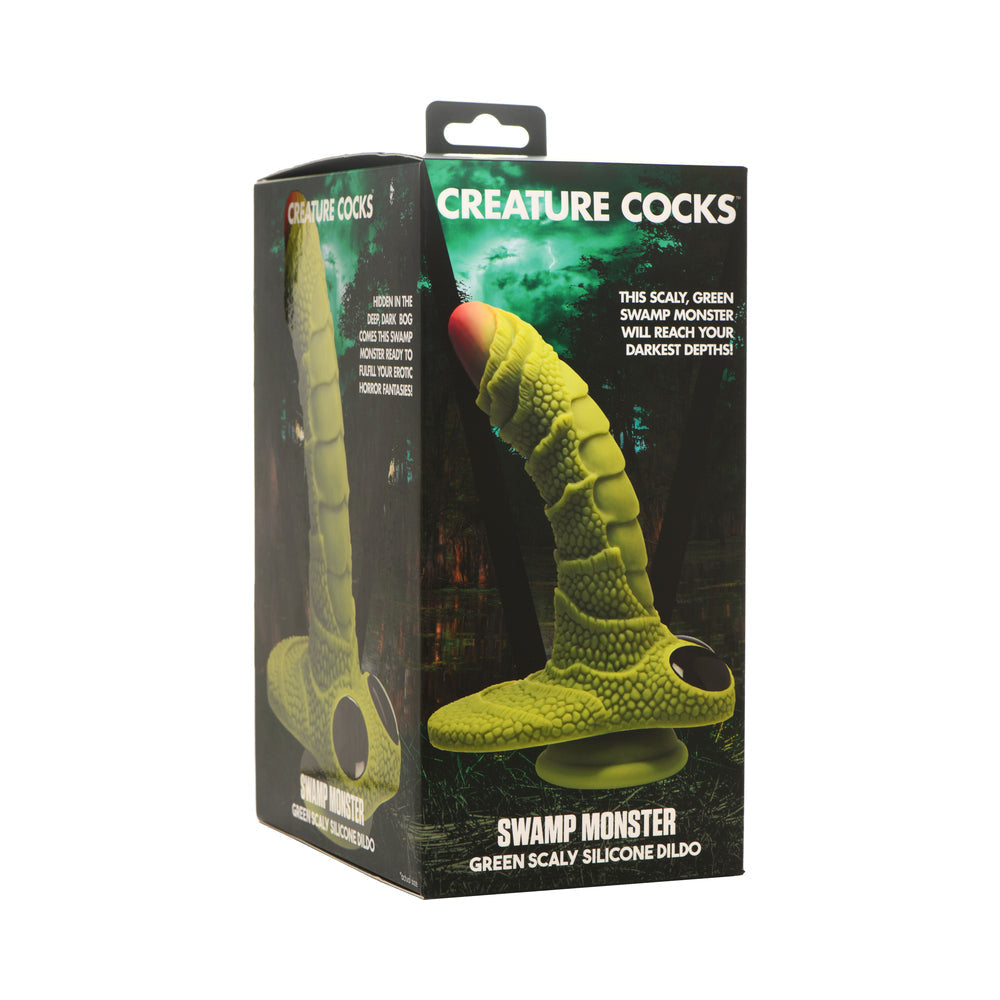 Creature Cocks Swamp Monster Green Scaly Silicone Dildo