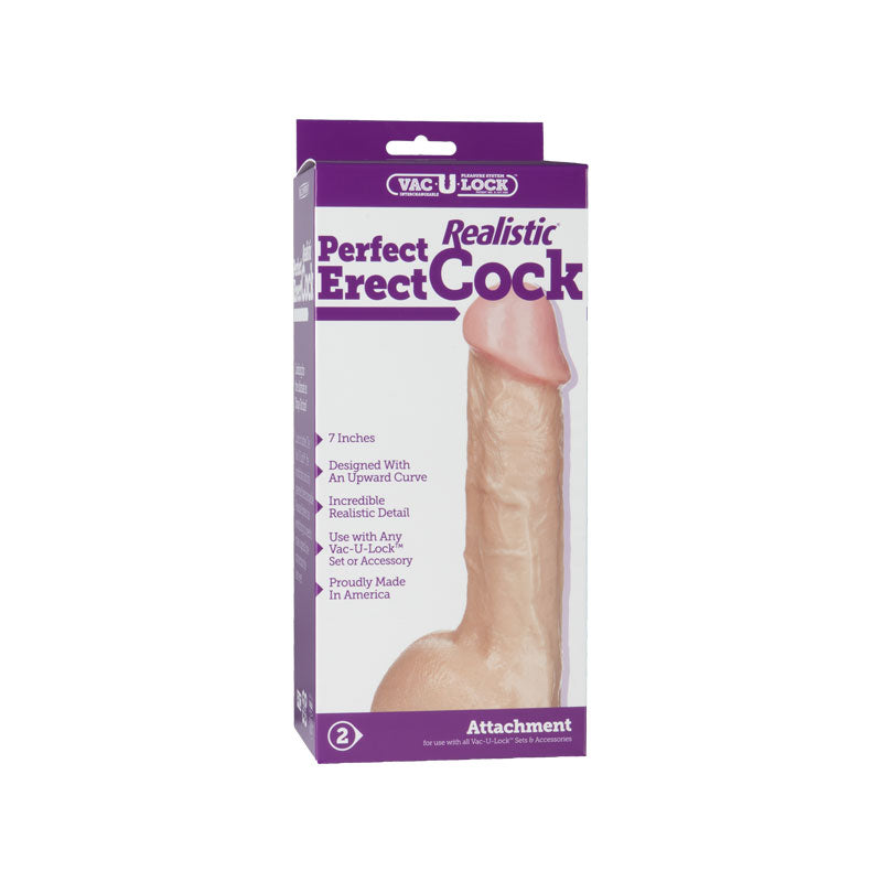 Vac-U-Lock - Perfect Erect Realistic Cock White