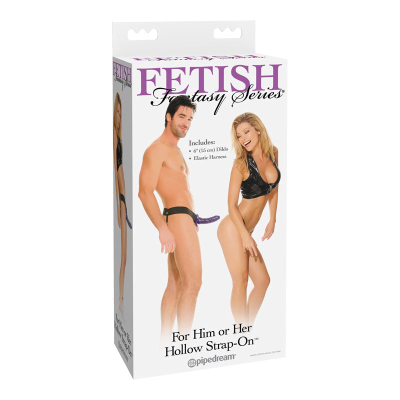 Pipedream Fetish Fantasy Series For Him or Her 6 in. Hollow Strap-On Purple/Black