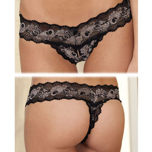 Rene Rofe Crotchless Lace V-Thong S/M