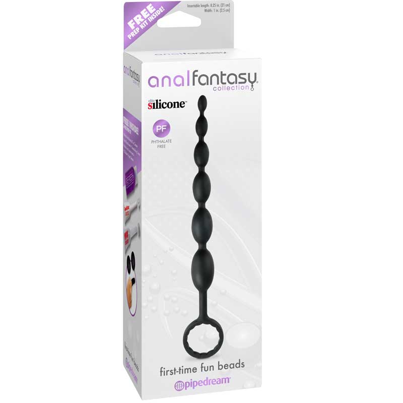 Pipedream Anal Fantasy Collection Silicone First-Time Fun Beads Black