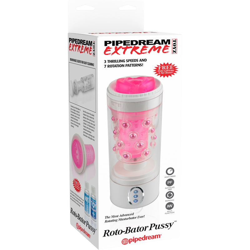 PDX Roto-Bator Pussy Rotating Masturbator Clear/Pink