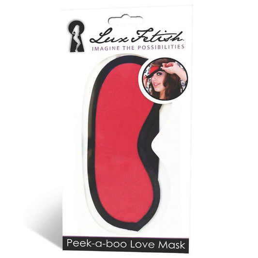 Lux Fetish Peek-A-Boo Love Mask Blindfold Red