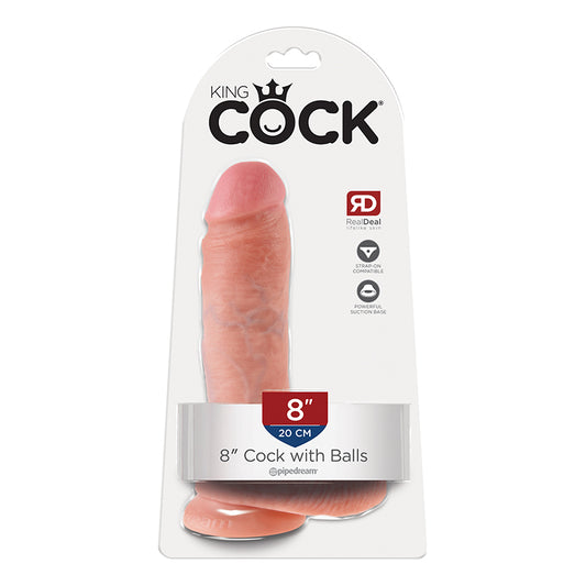 Pipedream King Cock 8 in. Cock With Balls Realistic Suction Cup Dildo Beige