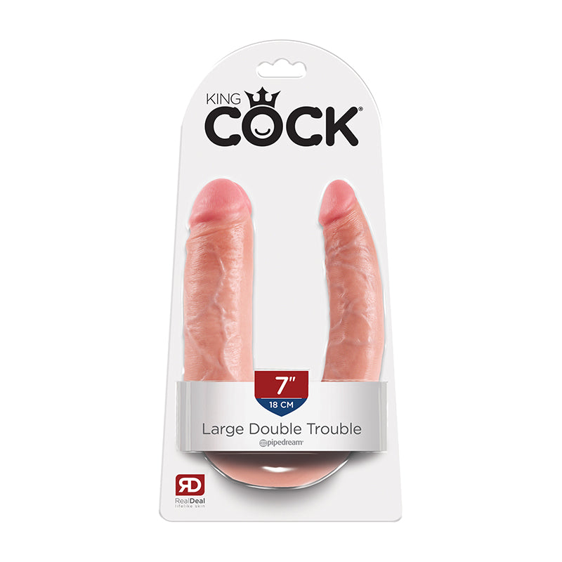 Pipedream King Cock Double Trouble Large 7 in. Realistic Dual-Ended Dildo Beige