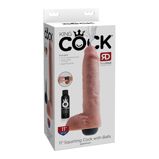 Pipedream King Cock 11 in. Squirting Cock With Balls Realistic Dildo Beige