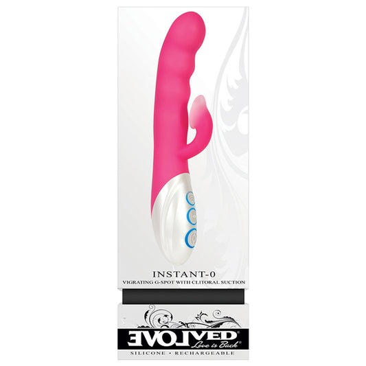 Evolved Instant-O Rechargeable Silicone Dual Stimulator With Clitoral Suction Pink